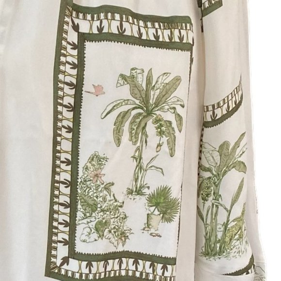 NWT Ecru Bellucci Tropical Postcard Bar Detail Animal Print Indie Ruffle Top-L - Picture 2 of 16